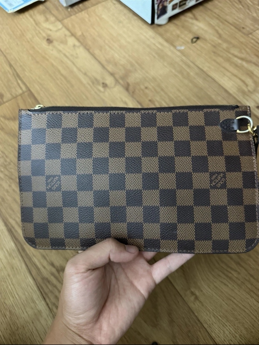 Louis Vuitton Brown Checkered Wristlet Pouch